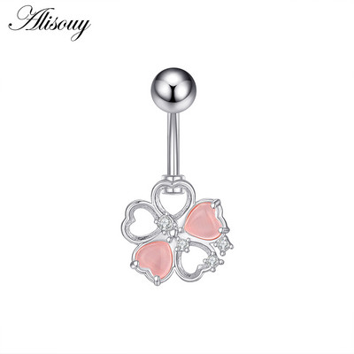 Alisouy 1 bucată din oțel inoxidabil fluture luna inimă aripă picătură de apă zircon sexy inel buric piercing femeie buton inel bijuterii