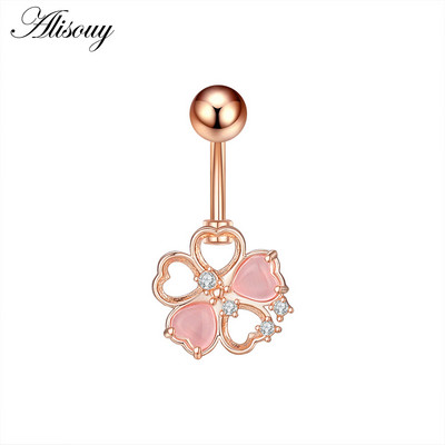 Alisouy 1 bucată din oțel inoxidabil fluture luna inimă aripă picătură de apă zircon sexy inel buric piercing femeie buton inel bijuterii