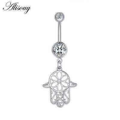 Alisouy 1 bucată din oțel inoxidabil fluture luna inimă aripă picătură de apă zircon sexy inel buric piercing femeie buton inel bijuterii