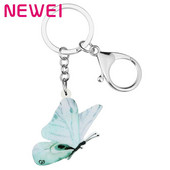 Bonsny acrilic drăguț fluture albastru brelocuri imprimare animale breloc bijuterii cadou pentru femei copii bărbați portofel ornamente farmece