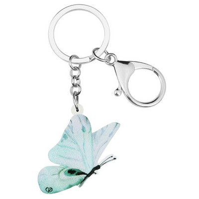 Bonsny acrilic drăguț fluture albastru brelocuri imprimare animale breloc bijuterii cadou pentru femei copii bărbați portofel ornamente farmece