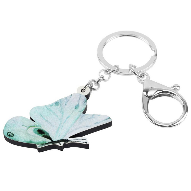 Bonsny acrilic drăguț fluture albastru brelocuri imprimare animale breloc bijuterii cadou pentru femei copii bărbați portofel ornamente farmece