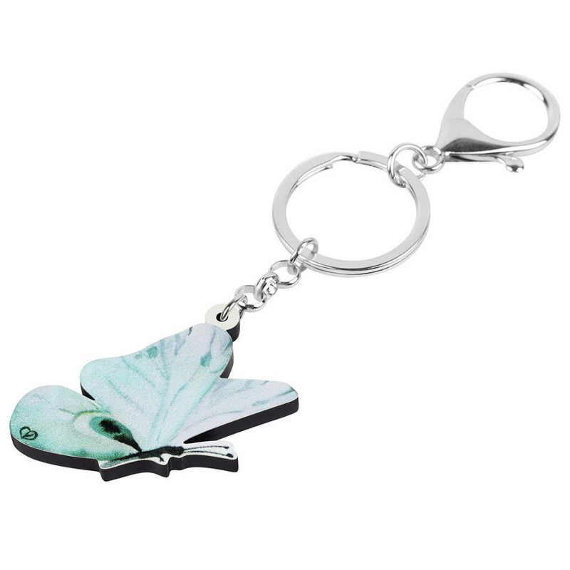 Bonsny acrilic drăguț fluture albastru brelocuri imprimare animale breloc bijuterii cadou pentru femei copii bărbați portofel ornamente farmece