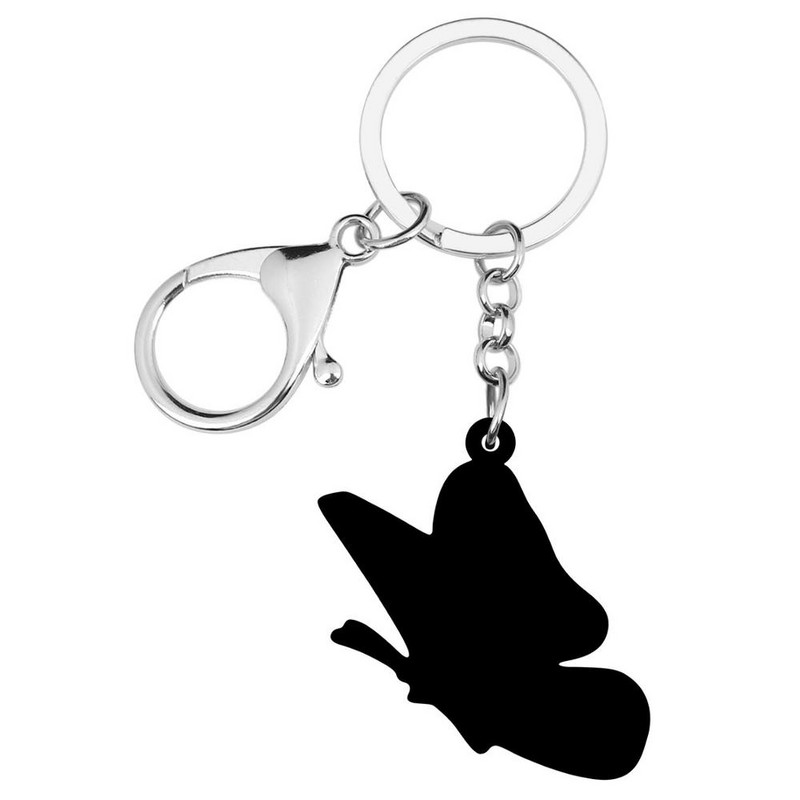 Bonsny acrilic drăguț fluture albastru brelocuri imprimare animale breloc bijuterii cadou pentru femei copii bărbați portofel ornamente farmece