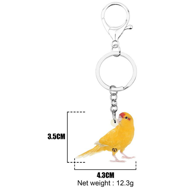 Breloc Newei acrilic în culori strălucitoare pentru canare Breloc de chei cu pasăre minunată, lanț de chei cu animale, bijuterii pentru femei, fete, adolescenți, cadou clasic
