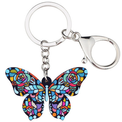 Bonsny Acrilic Floral Fluture Breloc Breloc Inele Moda Insecte Bijuterii Pentru Femei Fete Poșetă pentru mașină Portofel Charms Cadouri