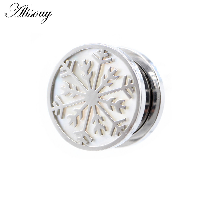 Alisouy 2 bucăți din oțel inoxidabil cu flori de coajă albă scripete dop pentru urechi tunel de expansiune targă calibre cercei piercing bijuterii pentru corp