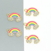 5 bucăți strasuri strălucitoare drăguț curcubeu smalț farmece diy cuplu inimi brățară choker cercei bijuterii pandantive accesoriu lucrat manual