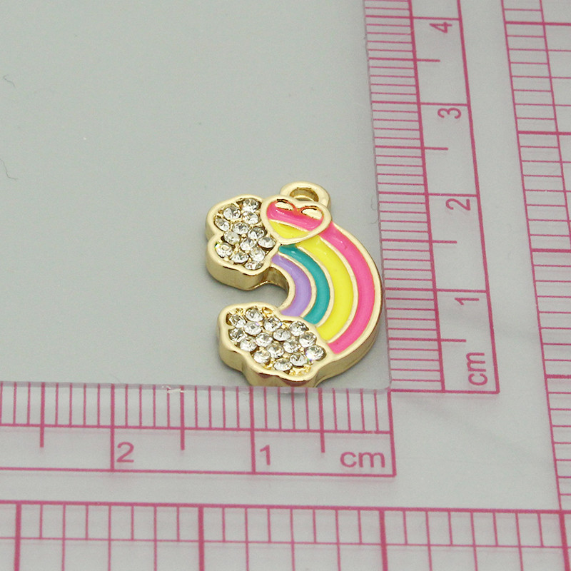 5 bucăți strasuri strălucitoare drăguț curcubeu smalț farmece diy cuplu inimi brățară choker cercei bijuterii pandantive accesoriu lucrat manual