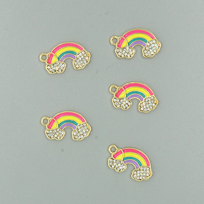 5 bucăți strasuri strălucitoare drăguț curcubeu smalț farmece diy cuplu inimi brățară choker cercei bijuterii pandantive accesoriu lucrat manual