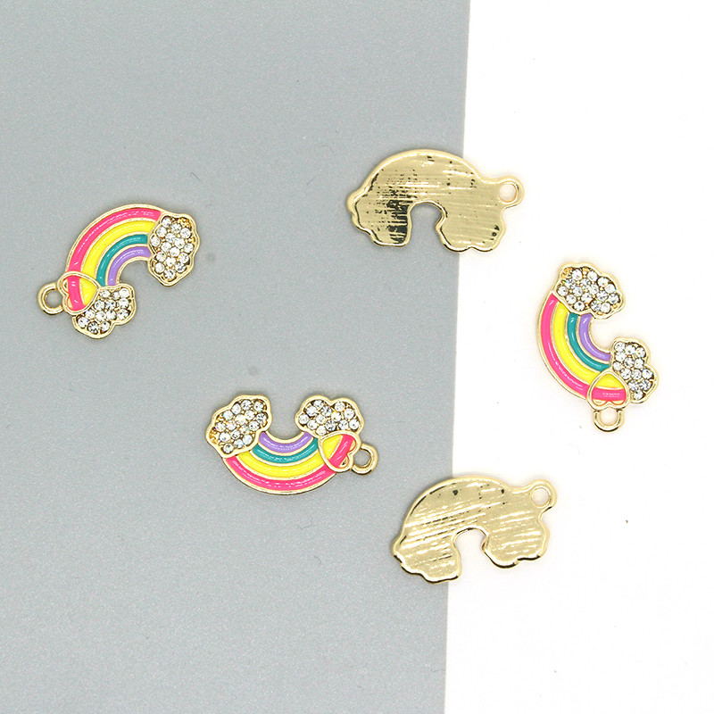 5 bucăți strasuri strălucitoare drăguț curcubeu smalț farmece diy cuplu inimi brățară choker cercei bijuterii pandantive accesoriu lucrat manual