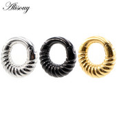 Alisouy 1 buc din oțel inoxidabil, cerc răsucit pentru urechi, greutăți pentru urechi, expansoare grele, dopuri pentru targă, calibre, cercei, bijuterii pentru piercing pentru corp