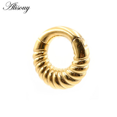 Alisouy 1 buc din oțel inoxidabil, cerc răsucit pentru urechi, greutăți pentru urechi, expansoare grele, dopuri pentru targă, calibre, cercei, bijuterii pentru piercing pentru corp