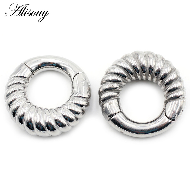 Alisouy 1 buc din oțel inoxidabil, cerc răsucit pentru urechi, greutăți pentru urechi, expansoare grele, dopuri pentru targă, calibre, cercei, bijuterii pentru piercing pentru corp
