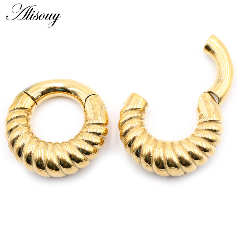 Alisouy 1 buc din oțel inoxidabil, cerc răsucit pentru urechi, greutăți pentru urechi, expansoare grele, dopuri pentru targă, calibre, cercei, bijuterii pentru piercing pentru corp