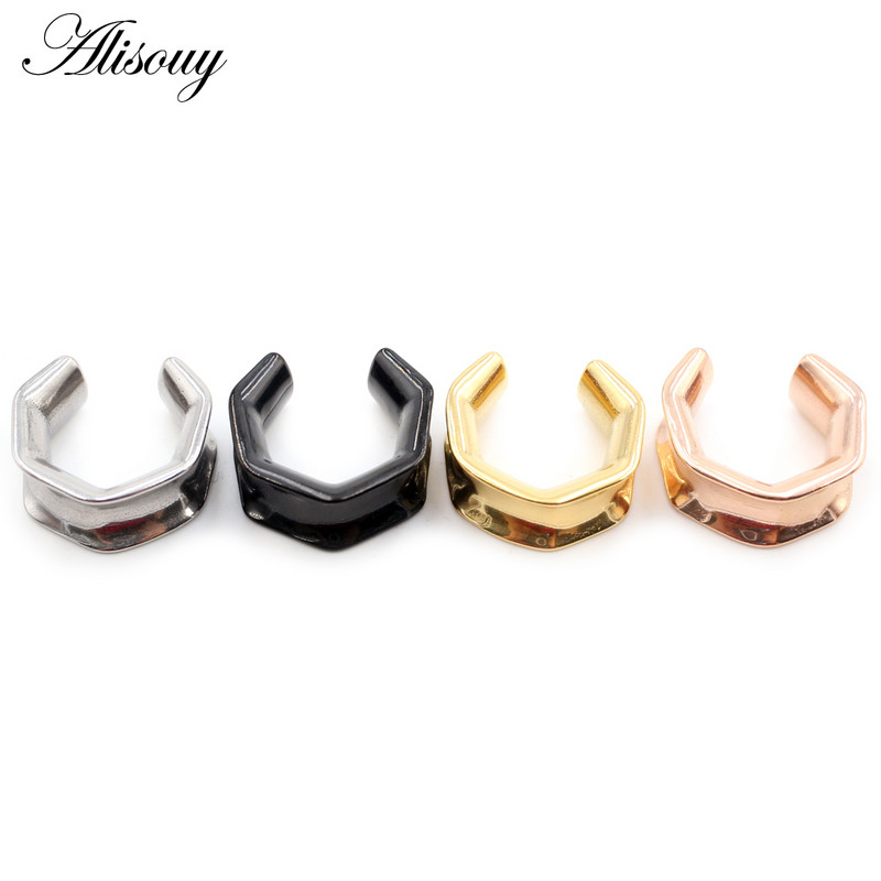 Alisouy 1buc 6-25mm din oțel inoxidabil șa hexagonal tuneluri urechi dopuri expansoare targi calibre cercei piercing bijuterii pentru corp