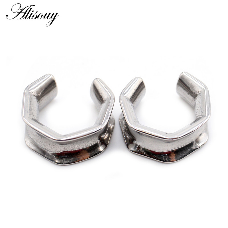Alisouy 1buc 6-25mm din oțel inoxidabil șa hexagonal tuneluri urechi dopuri expansoare targi calibre cercei piercing bijuterii pentru corp