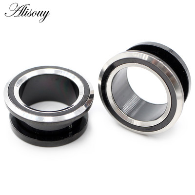 Alisouy 2 bucăți 6-25 mm din oțel inoxidabil, deșurubați dopuri rotunde pentru urechi, tuneluri, extensie, calibre, cercei, piercing, bijuterii pentru corp