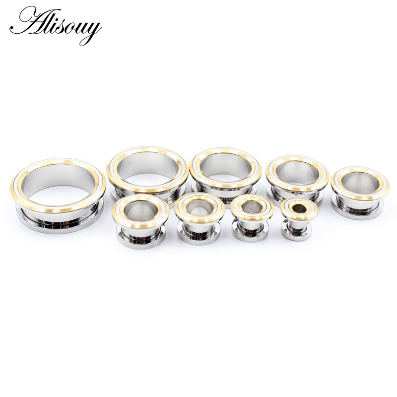 Alisouy 2 bucăți 6-25 mm din oțel inoxidabil, deșurubați dopuri rotunde pentru urechi, tuneluri, extensie, calibre, cercei, piercing, bijuterii pentru corp
