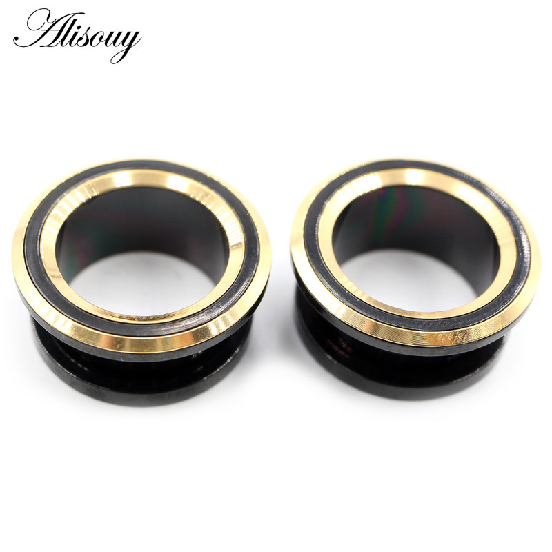 Alisouy 2 bucăți 6-25 mm din oțel inoxidabil, deșurubați dopuri rotunde pentru urechi, tuneluri, extensie, calibre, cercei, piercing, bijuterii pentru corp