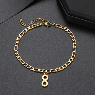 Oțel inoxidabil Simbol Infinit gleznă modă cubanez lanț accesoriu vară plajă gleznă pentru femei bijuterii picioare culoare aurie