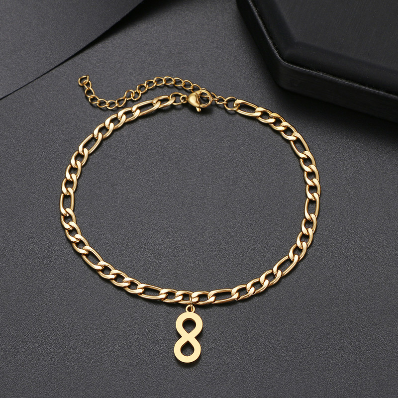 Oțel inoxidabil Simbol Infinit gleznă modă cubanez lanț accesoriu vară plajă gleznă pentru femei bijuterii picioare culoare aurie