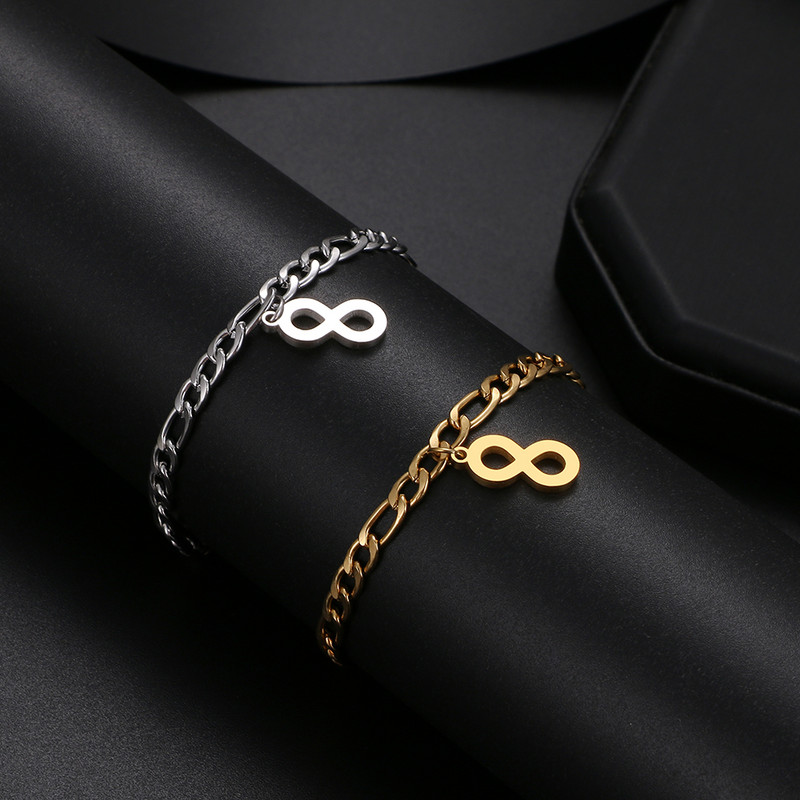 Oțel inoxidabil Simbol Infinit gleznă modă cubanez lanț accesoriu vară plajă gleznă pentru femei bijuterii picioare culoare aurie