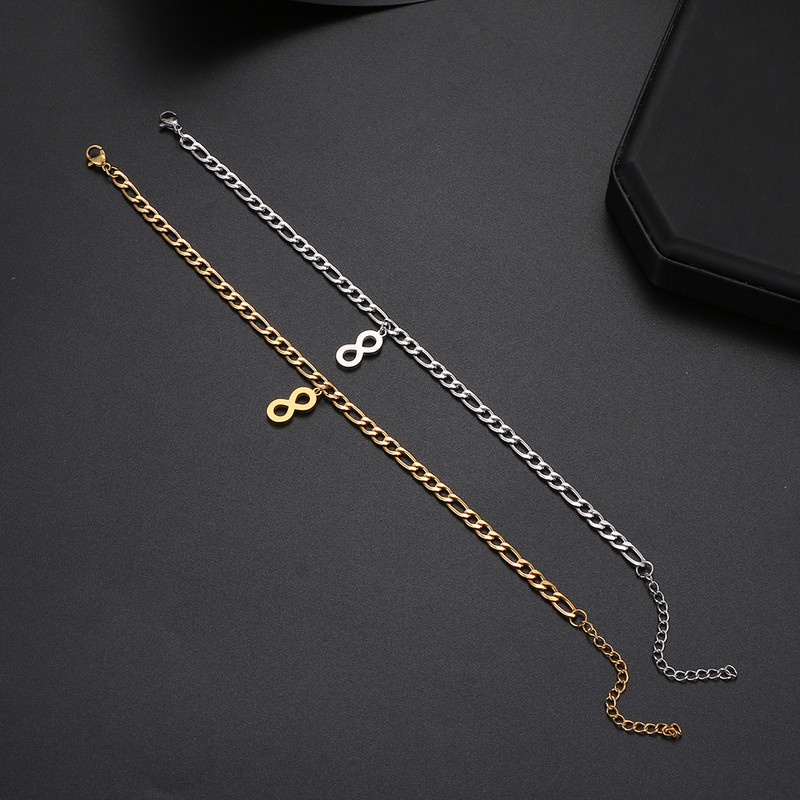 Oțel inoxidabil Simbol Infinit gleznă modă cubanez lanț accesoriu vară plajă gleznă pentru femei bijuterii picioare culoare aurie