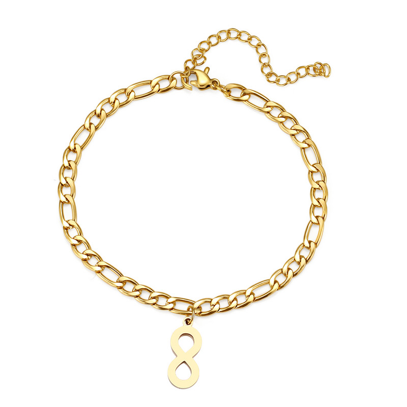Oțel inoxidabil Simbol Infinit gleznă modă cubanez lanț accesoriu vară plajă gleznă pentru femei bijuterii picioare culoare aurie