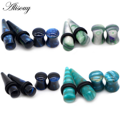 Alisouy 2 pairs 6mm-10mm Acrylic Ear Expanders Tapers Gauges Strechers Σάρκα Δώρο για Unisex Σκουλαρίκια Stud Piercing Body Jewelry