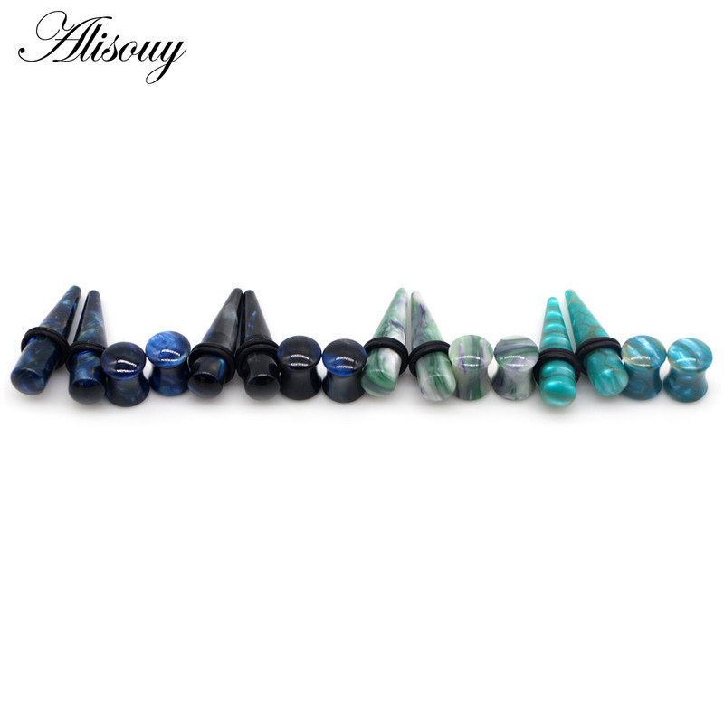 Alisouy 2 perechi 6mm-10mm acril expansori pentru urechi, calibre, targhe, cadou carne pentru cercei unisex, piercing, bijuterii pentru corp