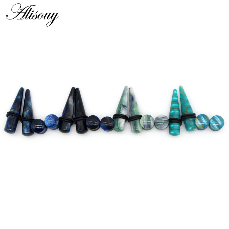 Alisouy 2 perechi 6mm-10mm acril expansori pentru urechi, calibre, targhe, cadou carne pentru cercei unisex, piercing, bijuterii pentru corp