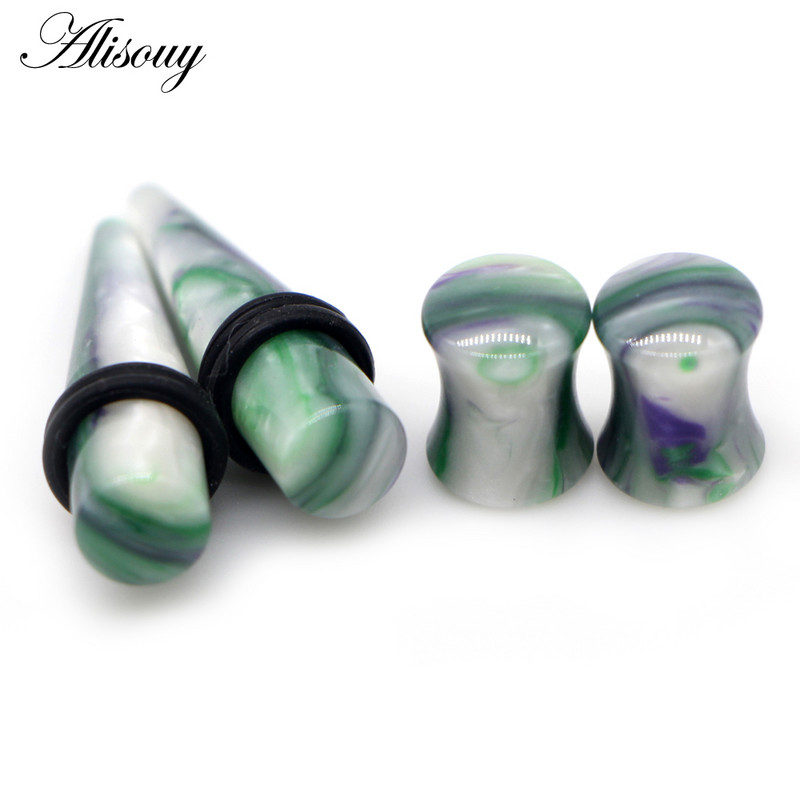 Alisouy 2 perechi 6mm-10mm acril expansori pentru urechi, calibre, targhe, cadou carne pentru cercei unisex, piercing, bijuterii pentru corp