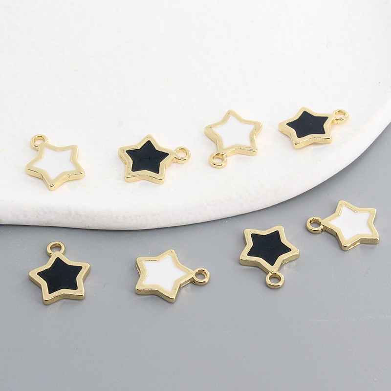10 buc/pachet cupru, negru, alb, email, stea, farmece, cercei minimaliste, brăţară, colier, pandantive, bijuterii, fabricare D125