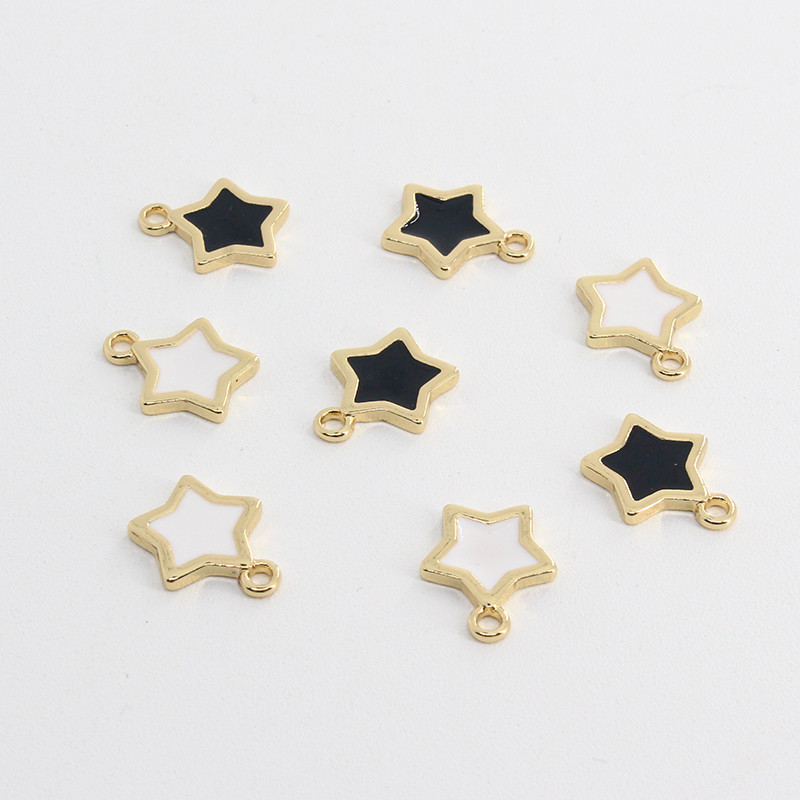 10 buc/pachet cupru, negru, alb, email, stea, farmece, cercei minimaliste, brăţară, colier, pandantive, bijuterii, fabricare D125