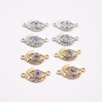 10 τμχ Rhinestone Golden Cat Eye Connector Charms For Bracelet Making Accessories Diy Alloy Βραχιόλια Κολιέ Ευρήματα κοσμημάτων