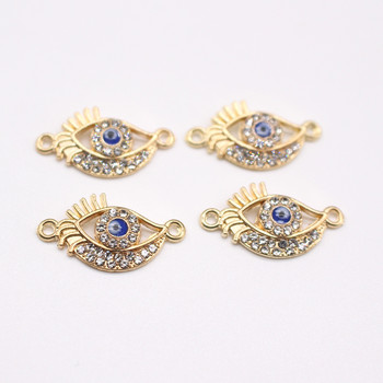 10 τμχ Rhinestone Golden Cat Eye Connector Charms For Bracelet Making Accessories Diy Alloy Βραχιόλια Κολιέ Ευρήματα κοσμημάτων