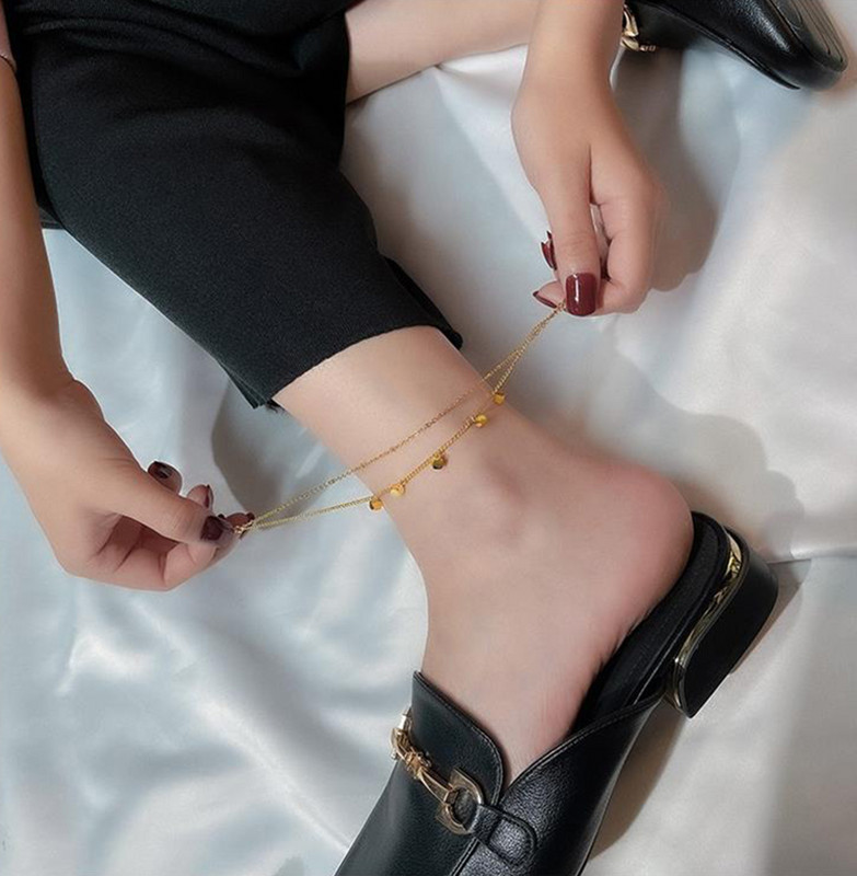 XIYANIKE Oțel inoxidabil 316L Cub de culoare aurie Bratari de glezna cu strat dublu Bratari de glezna pentru femei 2021 Bijuterii de moda Tornozeleira