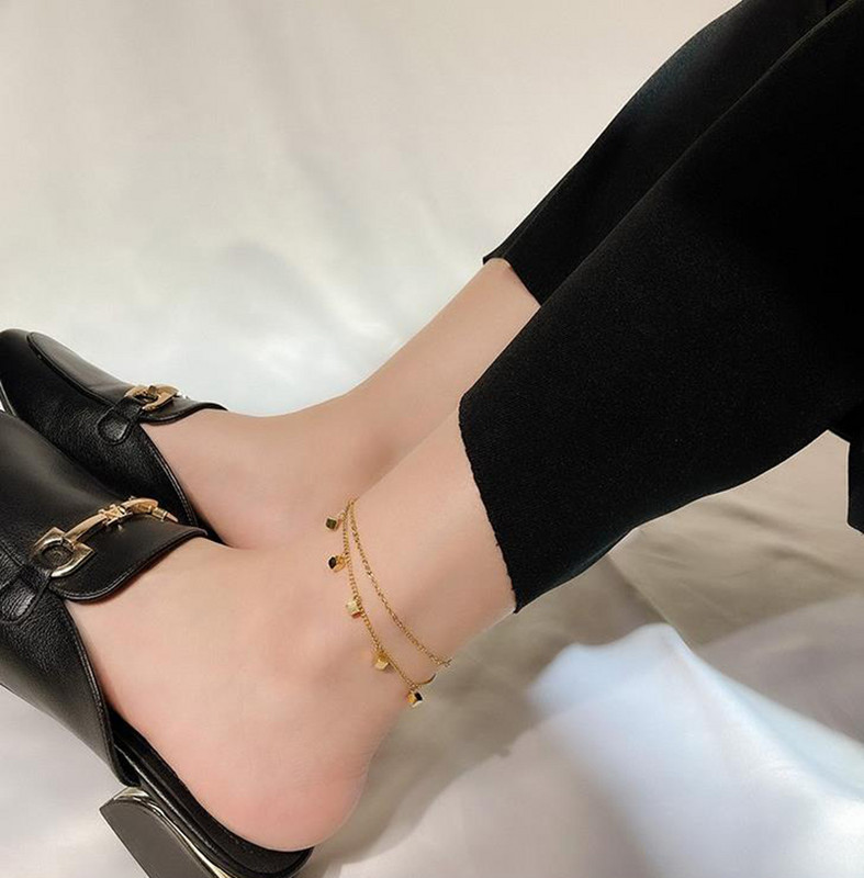 XIYANIKE Oțel inoxidabil 316L Cub de culoare aurie Bratari de glezna cu strat dublu Bratari de glezna pentru femei 2021 Bijuterii de moda Tornozeleira