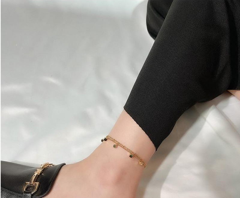 XIYANIKE Oțel inoxidabil 316L Cub de culoare aurie Bratari de glezna cu strat dublu Bratari de glezna pentru femei 2021 Bijuterii de moda Tornozeleira