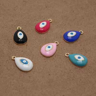 5db 21x13mm vízcsepp démon szemzománc bűbáj Lucky Evil Eye karkötő nyaklánc medál kiegészítő barkácsolás ékszer készítéshez