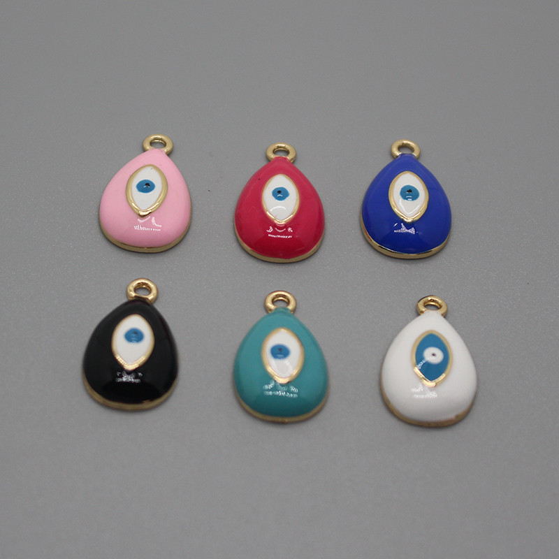 5db 21x13mm vízcsepp démon szemzománc bűbáj Lucky Evil Eye karkötő nyaklánc medál kiegészítő barkácsolás ékszer készítéshez