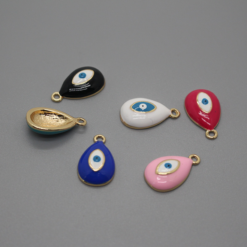 5db 21x13mm vízcsepp démon szemzománc bűbáj Lucky Evil Eye karkötő nyaklánc medál kiegészítő barkácsolás ékszer készítéshez