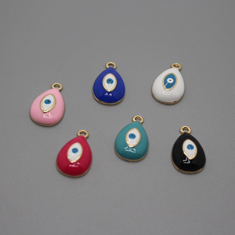 5db 21x13mm vízcsepp démon szemzománc bűbáj Lucky Evil Eye karkötő nyaklánc medál kiegészítő barkácsolás ékszer készítéshez