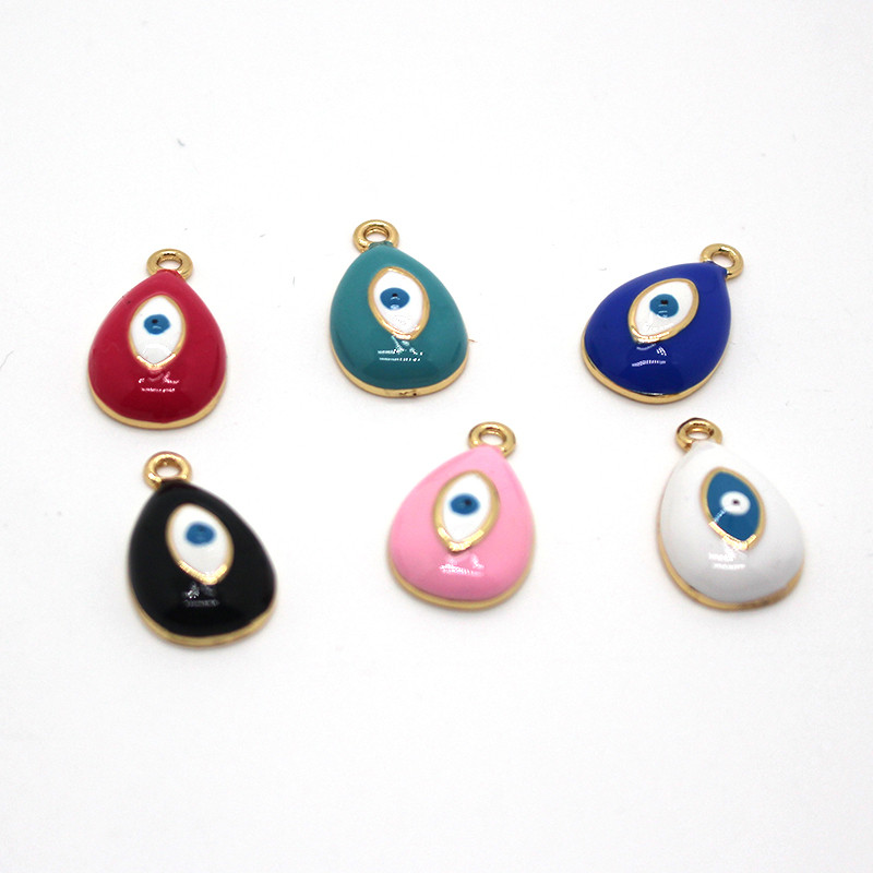 5db 21x13mm vízcsepp démon szemzománc bűbáj Lucky Evil Eye karkötő nyaklánc medál kiegészítő barkácsolás ékszer készítéshez