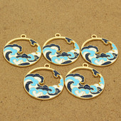 5 bucăți pictură în ulei de artă valuri cercei farmec email artizanat bricolaj pentru breloc colier pandantive realizarea de bijuterii lucrate manual accesoriu