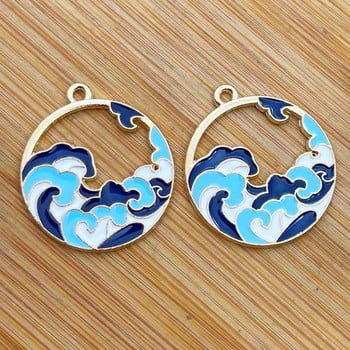 5τμχ Art Oil Painting Waves Earring Charms Diy Crafts for Keychain κολιέ μενταγιόν Κατασκευή χειροποίητων κοσμημάτων αξεσουάρ