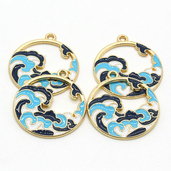 5τμχ Art Oil Painting Waves Earring Charms Diy Crafts for Keychain κολιέ μενταγιόν Κατασκευή χειροποίητων κοσμημάτων αξεσουάρ