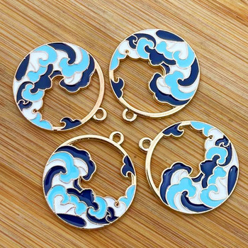 5τμχ Art Oil Painting Waves Earring Charms Diy Crafts for Keychain κολιέ μενταγιόν Κατασκευή χειροποίητων κοσμημάτων αξεσουάρ