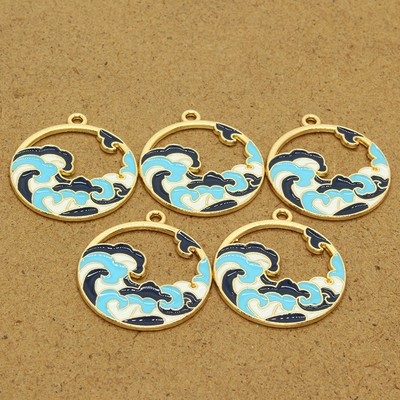 5 bucăți pictură în ulei de artă valuri cercei farmec email artizanat bricolaj pentru breloc colier pandantive realizarea de bijuterii lucrate manual accesoriu